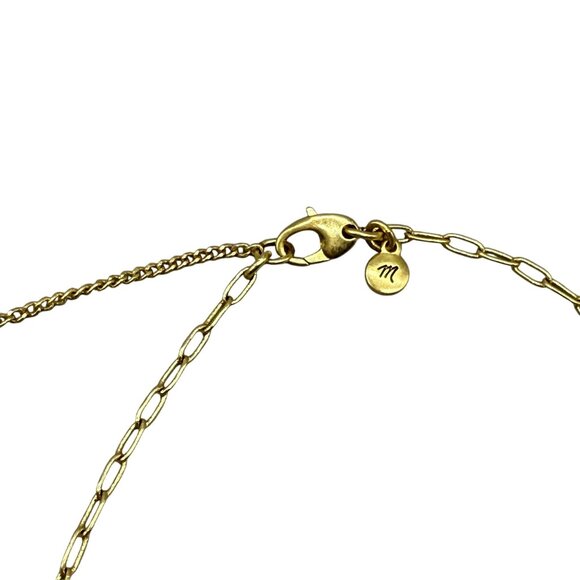 Madewell Rectangular Pendant Chain Necklace Gold Tone Minimalist Elegant - Picture 3 of 5